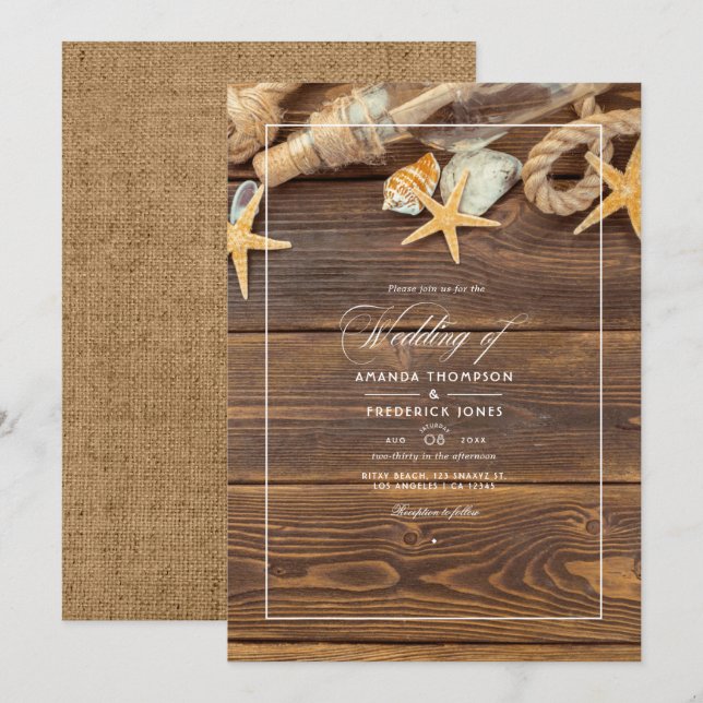 Convite Rustic Summer Beach (Frente/Verso)