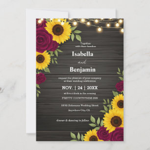 Convite Rustic Sunflower and Rosa Weditation