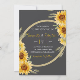 Convite Rustic Sunflower Elegant Weditation