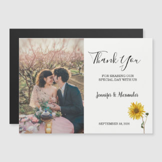 Convite Rustic sunflower floral photo Thank You