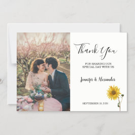 Convite Rustic sunflower floral photo Thank You