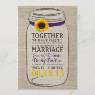 Convite Rustic Sunflower & Mason Jar Casamento