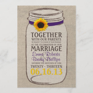 Convite Rustic Sunflower & Mason Jar Casamento
