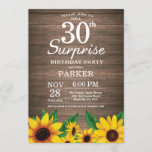 Convite Rustic Sunflower Surprise aniversário de 3<br><div class="desc">Convite Russo De aniversário de 30 anos De Surpresa De Girassol. Flores Florais e Fundo de Madeira Rústica. Retro De Vintagem Do País. Aniversário das mulheres. 15 12 13 16º 18º 20 21rua 30 40º 50º 60º 70 90 100º, qualquer idade. Digital Imprimível. Para mais personalização, clique no botão "Personalizar"...</div>