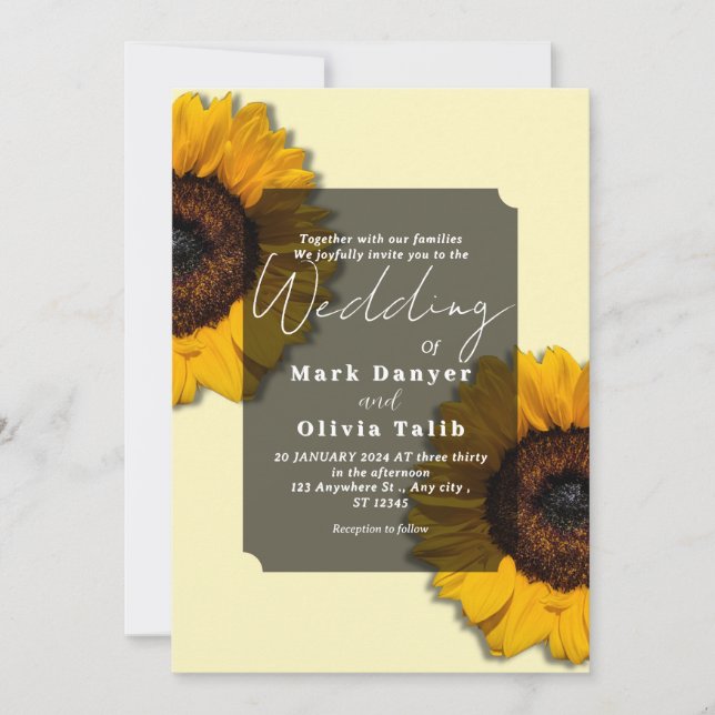 Convite Rustic Sunflower Weditation (Frente)