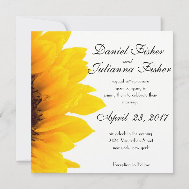 Convite Rustic Sunflower Weditation (Frente)