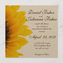 Convite Rustic Sunflower Weditation