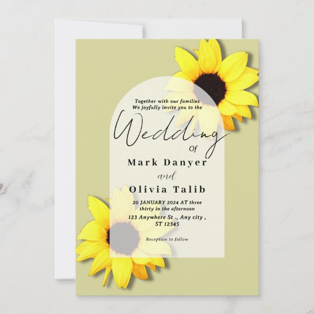 Convite Rustic Sunflower Weditation (Frente)