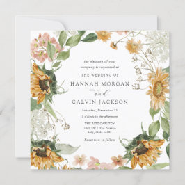 Convite Rustic Sunflower Weditation
