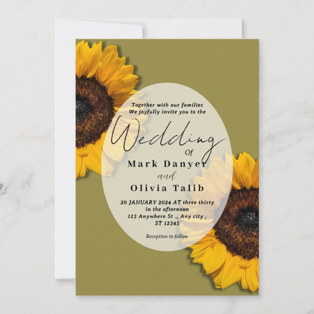 Convite Rustic Sunflower Weditation (Frente)