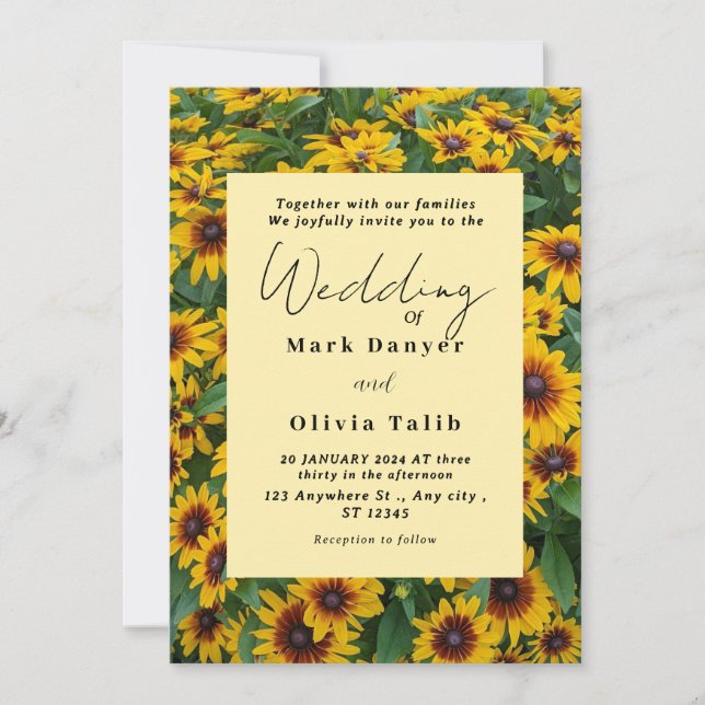 Convite Rustic Sunflower Weditation (Frente)