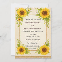 Convite Rustic Sunflower Weditation