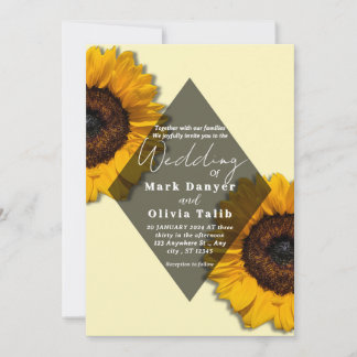 Convite Rustic Sunflower Weditation