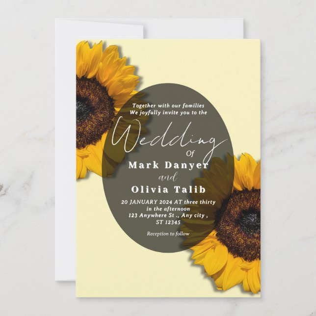 Convite Rustic Sunflower Weditation (Frente)