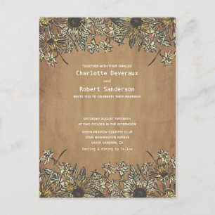 Convite Rustic Sunflower Weditation com RSVP