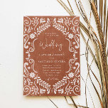 Convite Rustic Terracotta Mexicano Para Casamento<br><div class="desc">Celebre o seu amor com este convite de casamento mexicano rusticado,  com papel picado tradicional e designs Talavera. Perfeito para um casamento inspirado em boho ou no tema mexicano. Correspondendo itens em nossa loja Designs do Partido Cava.</div>
