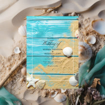 Convite Rustic Turquoise Summer Beach