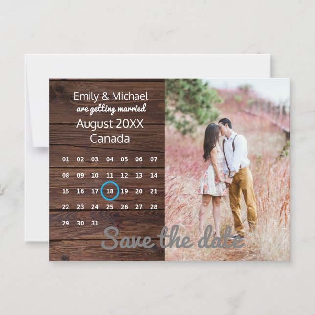 Convite Rustic Wedding Salve The Date PHOTO CALENDAR (Frente)