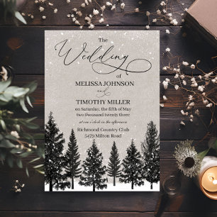 Convite Rustic Winter Forest Wedation
