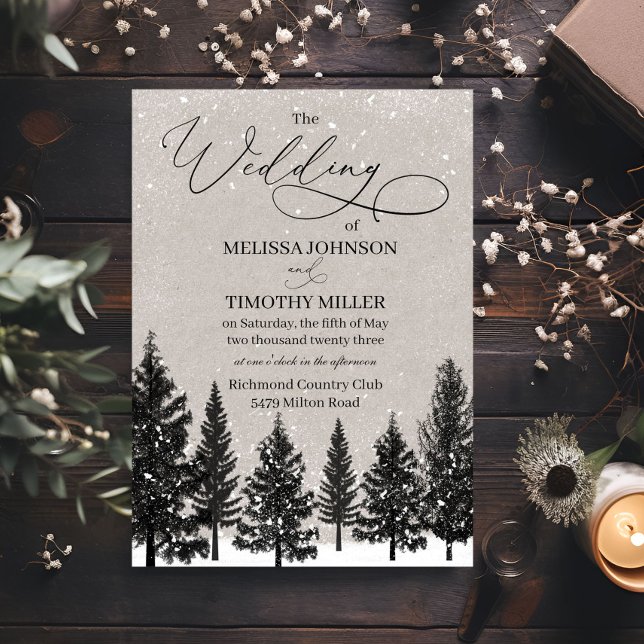 Convite Rustic Winter Forest Wedation (Criador carregado)