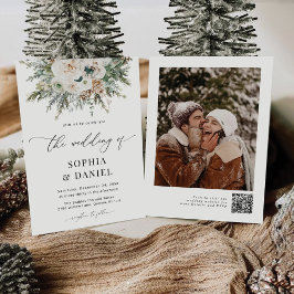 Convite Rustic Winter Pinecone Wedation