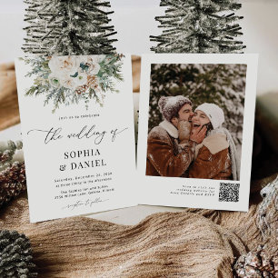 Convite Rustic Winter Pinecone Wedation