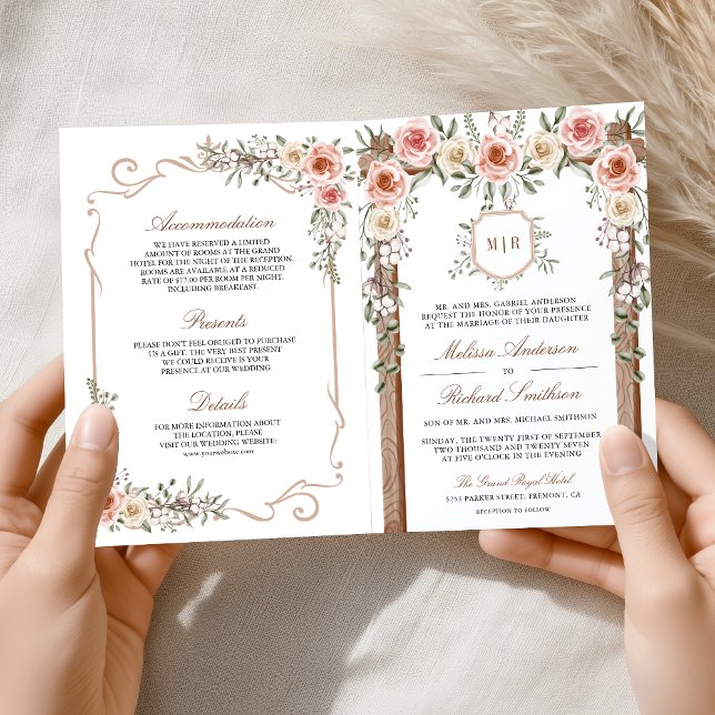 Convite Rustic Wood Boho Floral All in One Canopy Wedding (Criador carregado)
