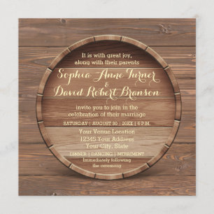 Convite Rustic Wooden Barrel Casamento
