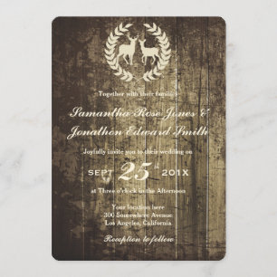 Convite Rustic Woodland Buck and Deer Weditation