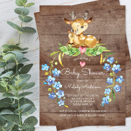 Convite Rustic Woodland Deer Chá de fraldas