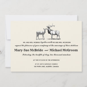 Convite Rustic Woodland Deer Wedation
