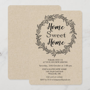 Convite Rustic Wreath Housearming