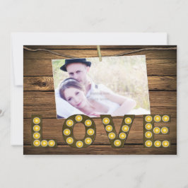 Convite Rústico com Letras Iluminadas de AMOR Foto