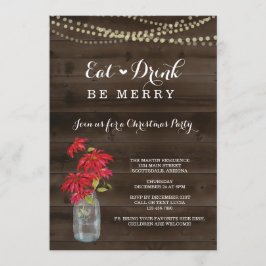 Convite rústico da festa de Natal da poinsétia