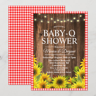 Convite Rústico de Churrasco de Bebê Q com Girassó