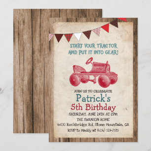 Convite rústico do aniversário do menino do trat