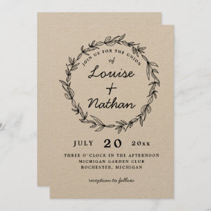 Convite rústico do casamento da grinalda