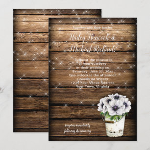 Convite rústico dos Sparkles das anêmonas do bal