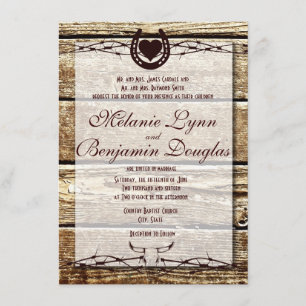 Convite rústico em ferradura do casamento do aram