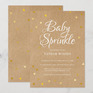 Convite Rústico Kraft de Sprinkle de Bebê com Cora
