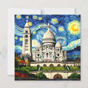 Convite Sacre-Coeur Paris França Noite Estrelada
