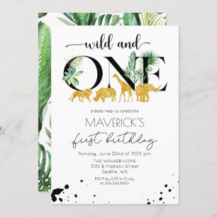 Convite Safari Selvagem de Um primeiro aniversario