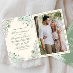 Convite Sage Green Roses Lace Floral Cream QR Code Wedding<br><div class="desc">Amaze your guests with this elegant wedding invite featuring beautiful flowers and intricate lace with modern typography. Simply add your event details on this easy-to-use template and adorn this card with your favorite photo to make it a one-of-a-kind invitation.</div>