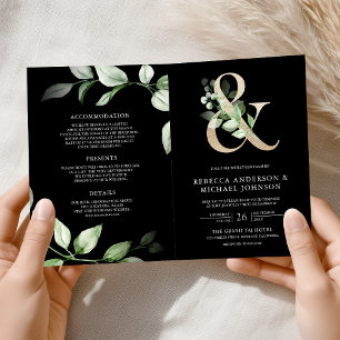 Convite Sage Greenery Dourado Ampersand Código QR Casament