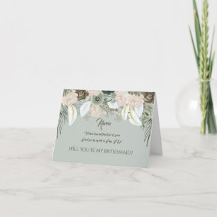 Convite Sage Verde e Creme de Baunilha para Damas de Honra