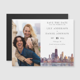Convite Salvar a Data de Casamento com Foto de Chicago