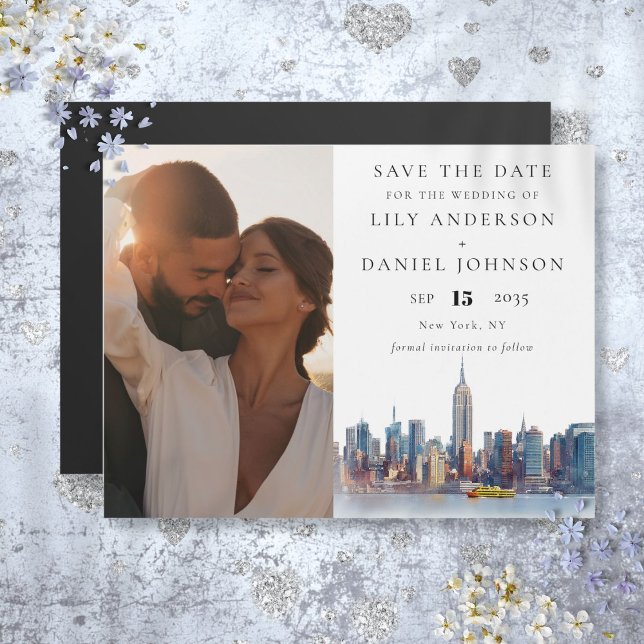 Convite Salvar a Data de Casamento com Foto de Nova York (New York City Photo Wedding Save The Date Magnetic Invitation)