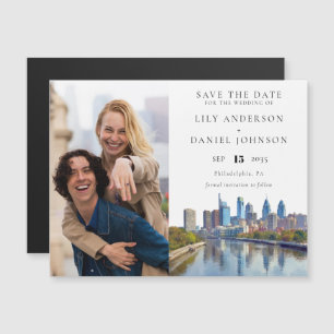 Convite Salvar a Data do Casamento com Foto de Filadélfia
