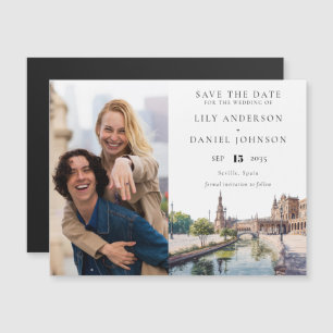 Convite Salvar a data do casamento em Sevilha em foto