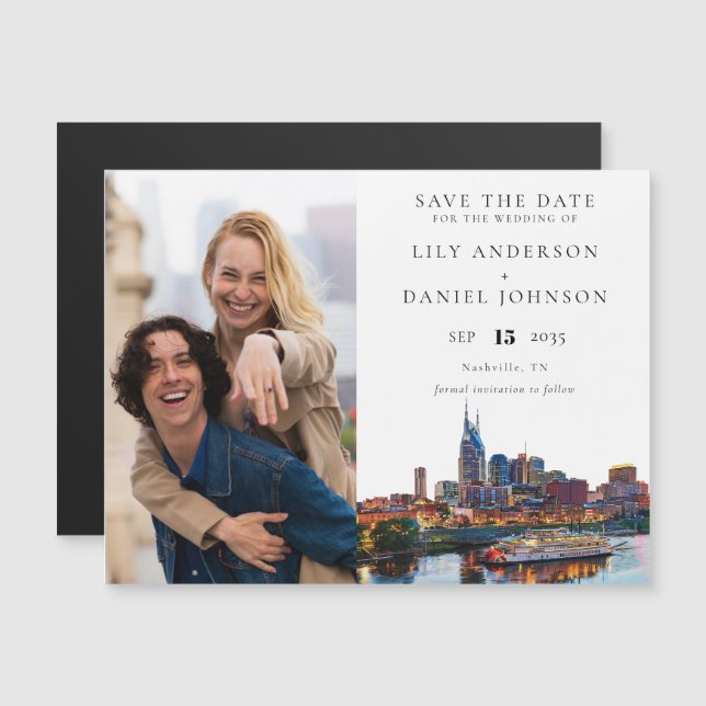 Convite Salvar data de casamento com foto da margem do rio (Frente/Verso)